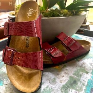 Burgundy red Birkenstocks size 42 new